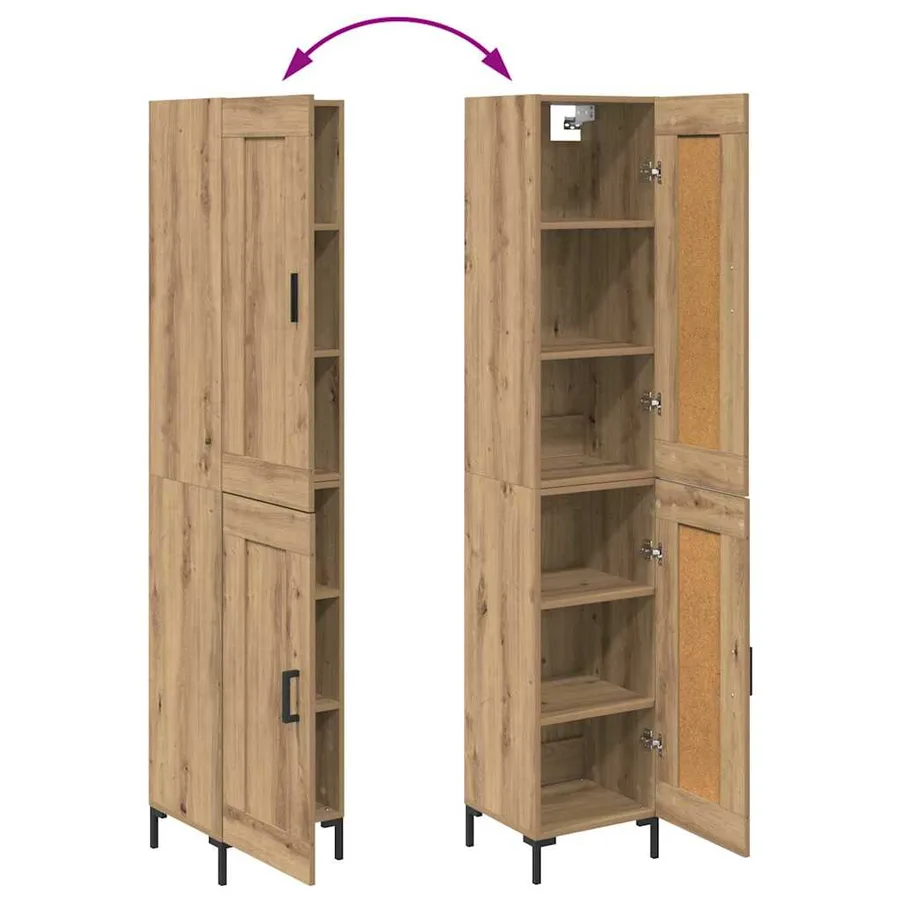 Haut Armoire Chêne artisanal 34,5 x 34 x 180 cm - 12