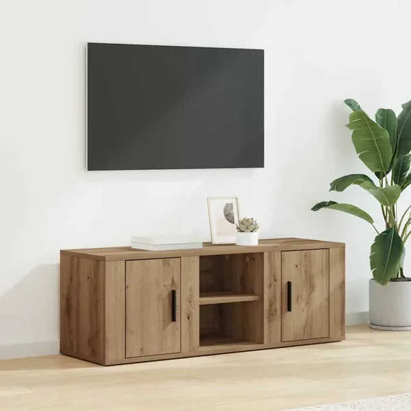 Meuble TV 100 x 31,5 x 35 cm Chêne artisanal Bois d'ingénierie