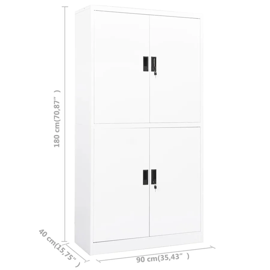 Armoire de bureau Blanc 90x40x180 cm Acier - 8