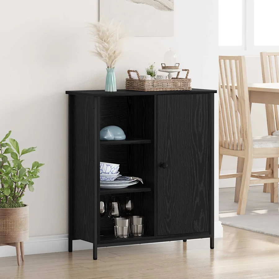 Buffet Chêne noir 70 x 30 x 80 cm Bois d'ingénierie