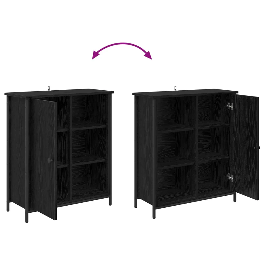 Buffet Chêne noir 70 x 30 x 80 cm Bois d'ingénierie - 11