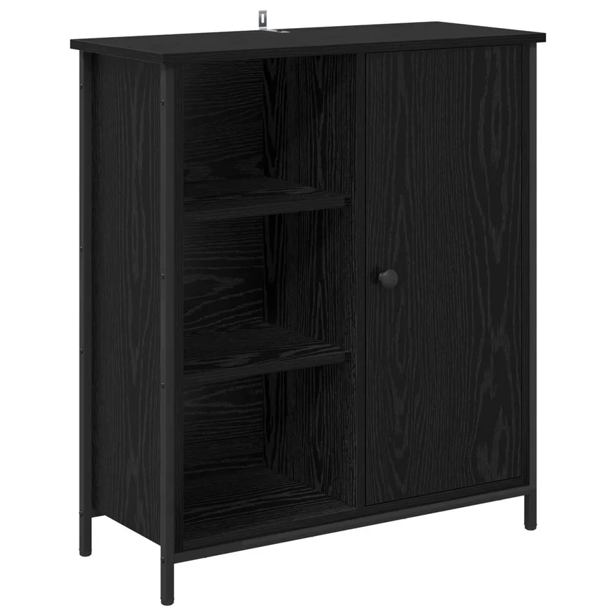 Buffet Chêne noir 70 x 30 x 80 cm Bois d'ingénierie - 2