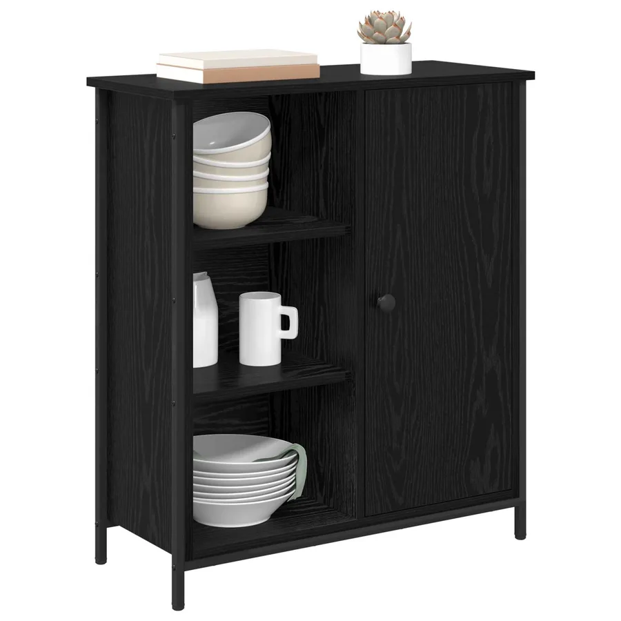 Buffet Chêne noir 70 x 30 x 80 cm Bois d'ingénierie - 3