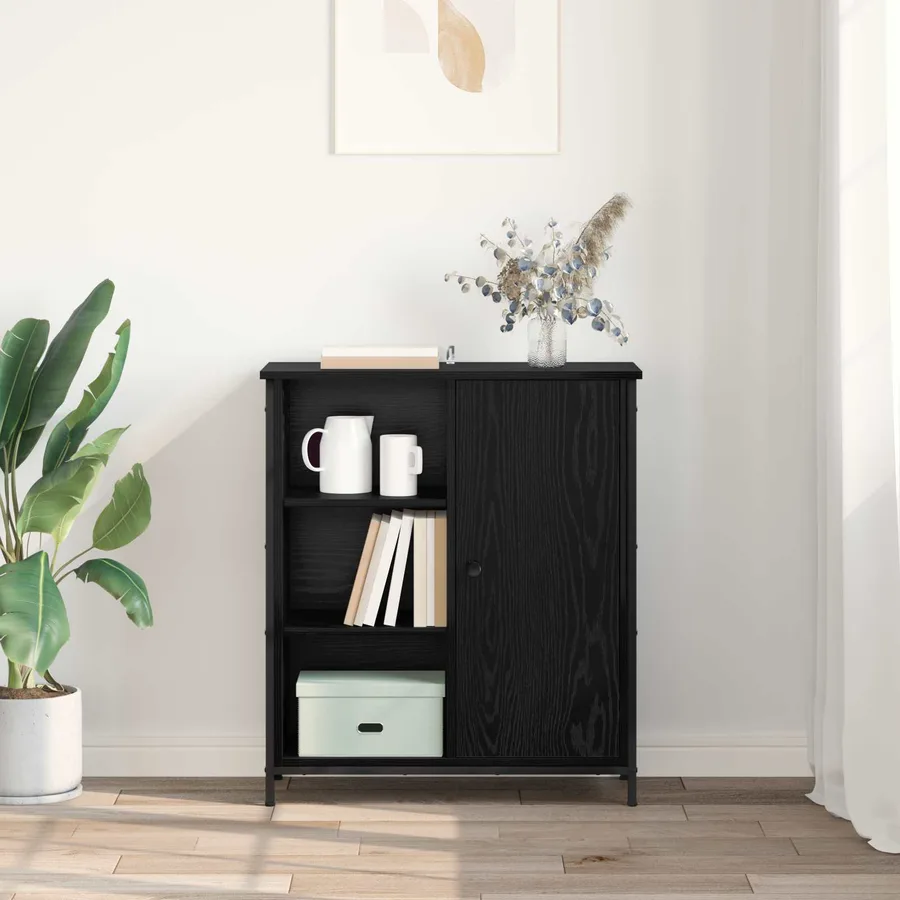 Buffet Chêne noir 70 x 30 x 80 cm Bois d'ingénierie - 4
