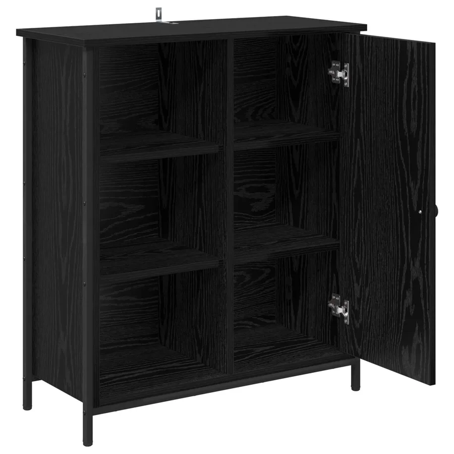 Buffet Chêne noir 70 x 30 x 80 cm Bois d'ingénierie - 5
