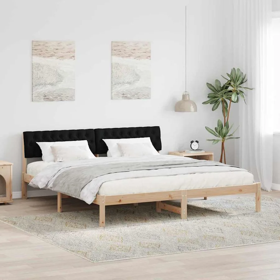Cadre de lit Marron et noir 180 x 200 cm Bois massif en pin