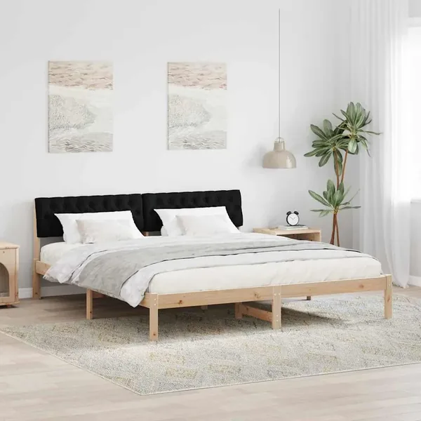 Cadre de lit Marron et noir 180 x 200 cm Bois massif en pin