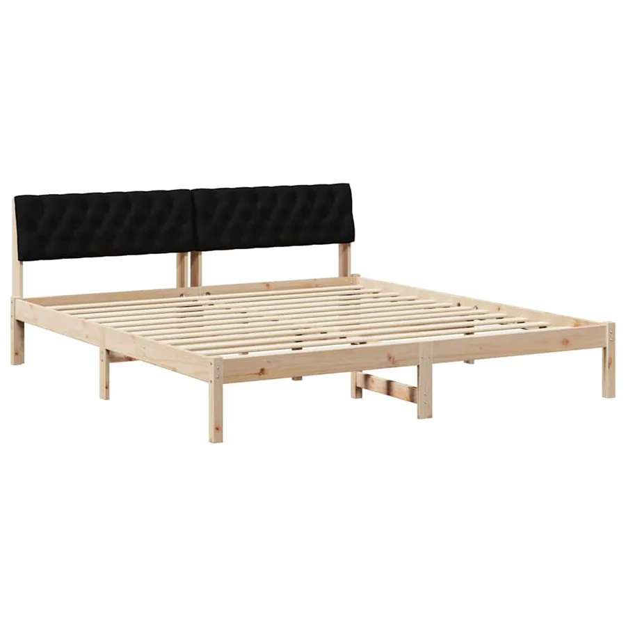 Cadre de lit Marron et noir 180 x 200 cm Bois massif en pin - 2