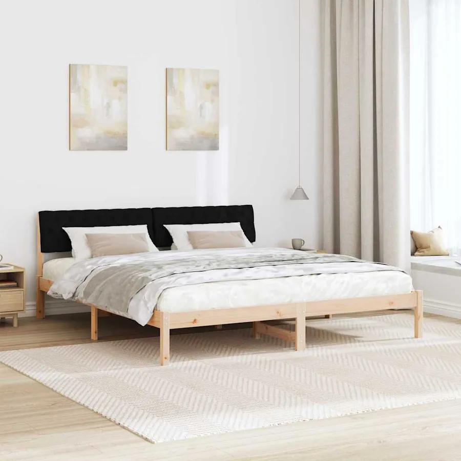 Cadre de lit Marron et noir 180 x 200 cm Bois massif en pin - 4