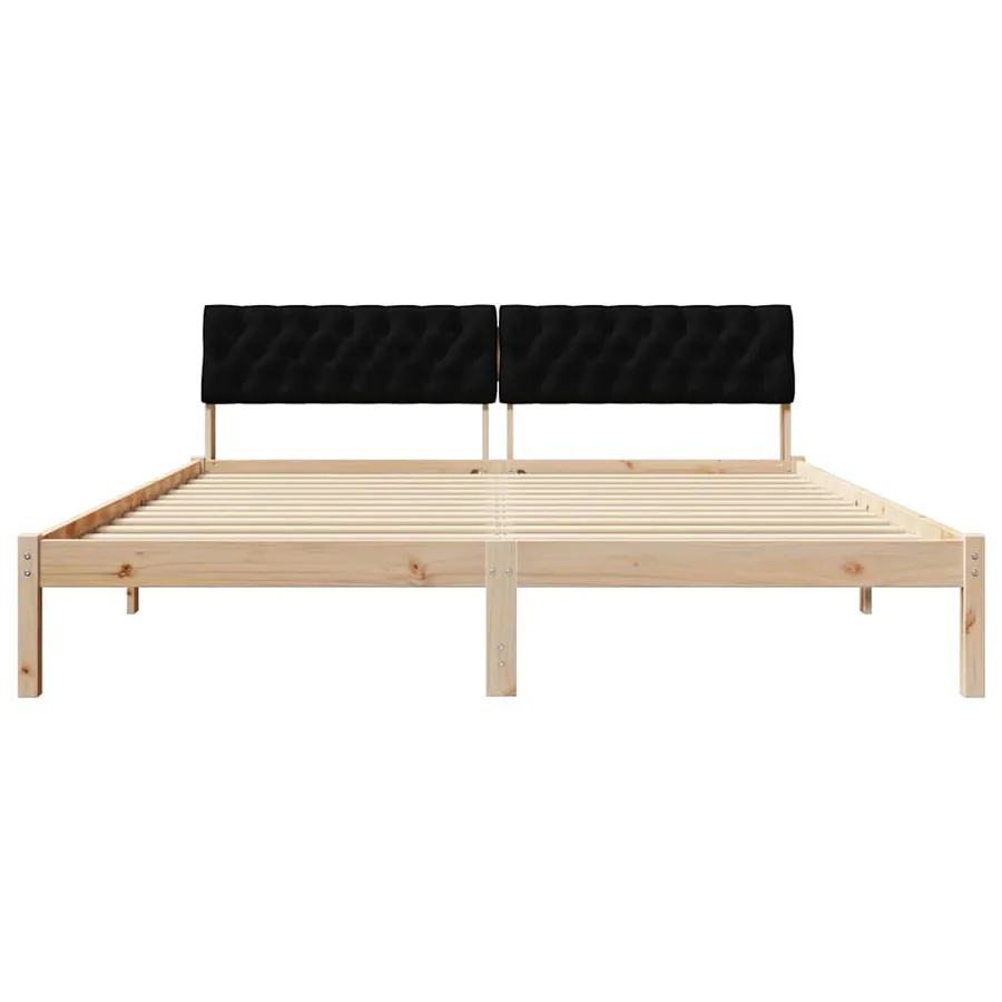 Cadre de lit Marron et noir 180 x 200 cm Bois massif en pin - 5