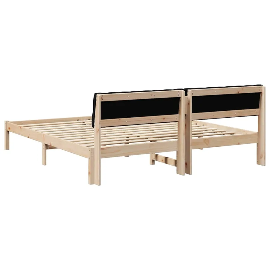 Cadre de lit Marron et noir 180 x 200 cm Bois massif en pin - 7