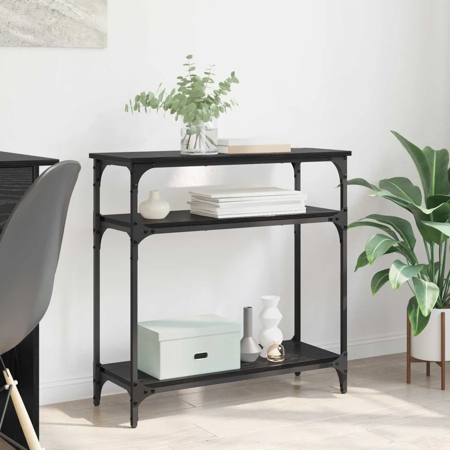Table console Chêne noir 75 x 29 x 75 cm Bois d'ingénierie