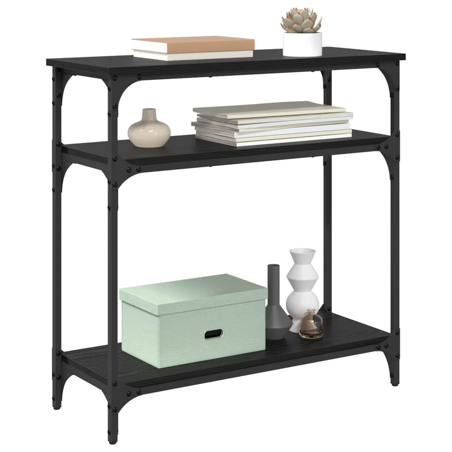 Table console Chêne noir 75 x 29 x 75 cm Bois d'ingénierie - 3