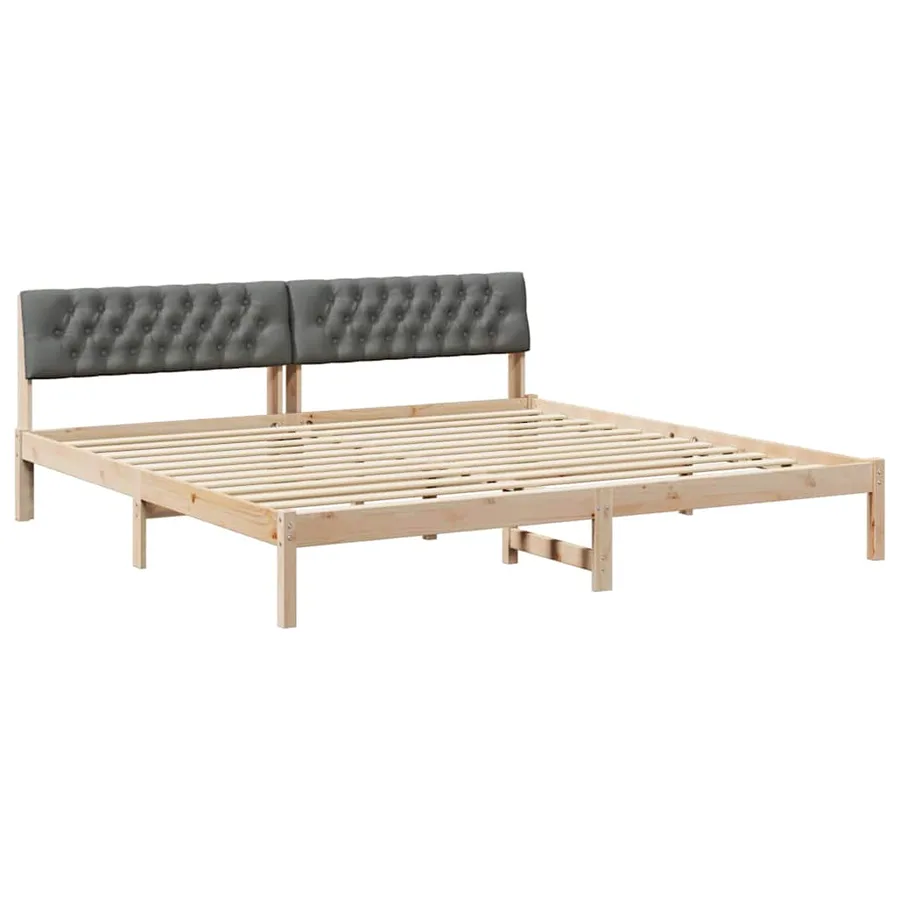 Cadre de lit avec tête de lit marron et gris foncé 200 x 200 cm - 2