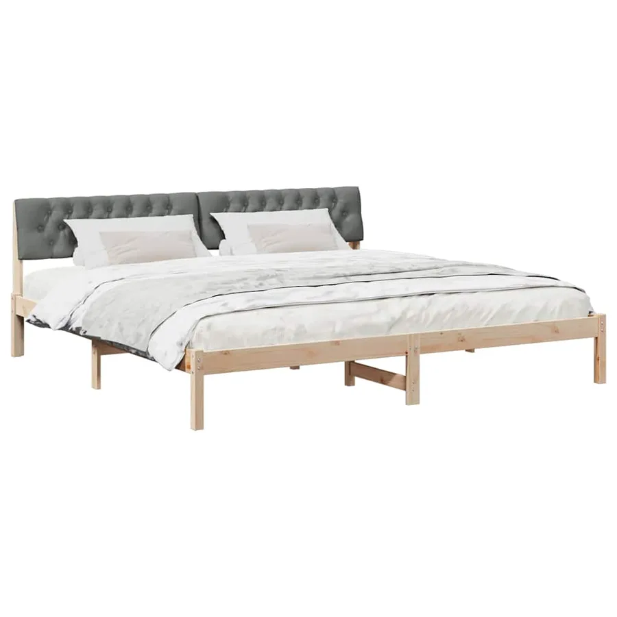 Cadre de lit avec tête de lit marron et gris foncé 200 x 200 cm - 3