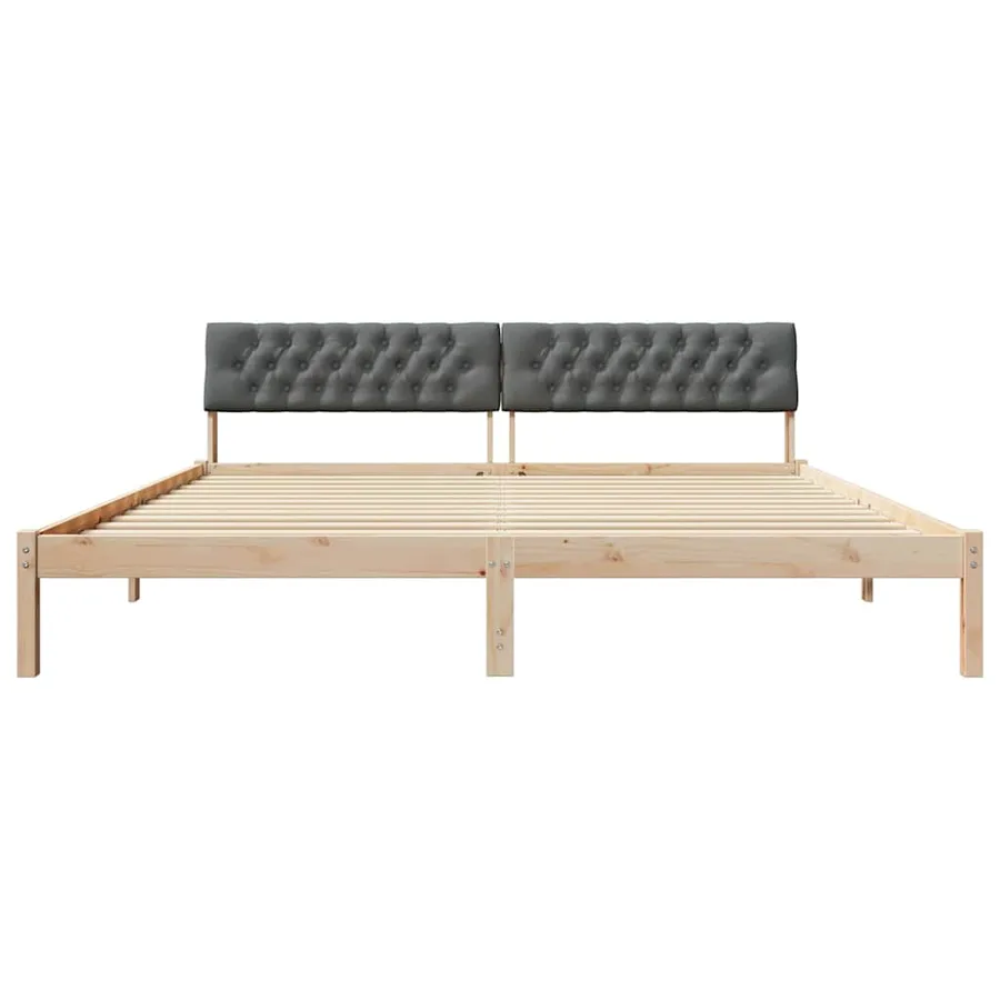 Cadre de lit avec tête de lit marron et gris foncé 200 x 200 cm - 5