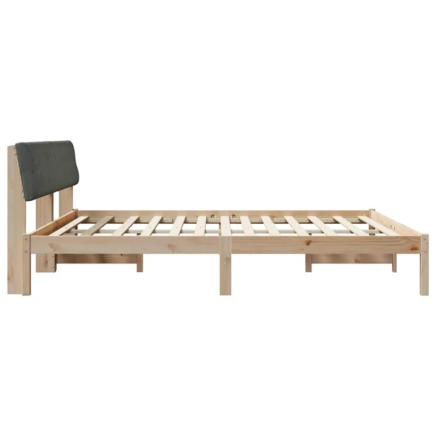 Cadre de lit avec tête de lit marron et gris foncé 200 x 200 cm - 6