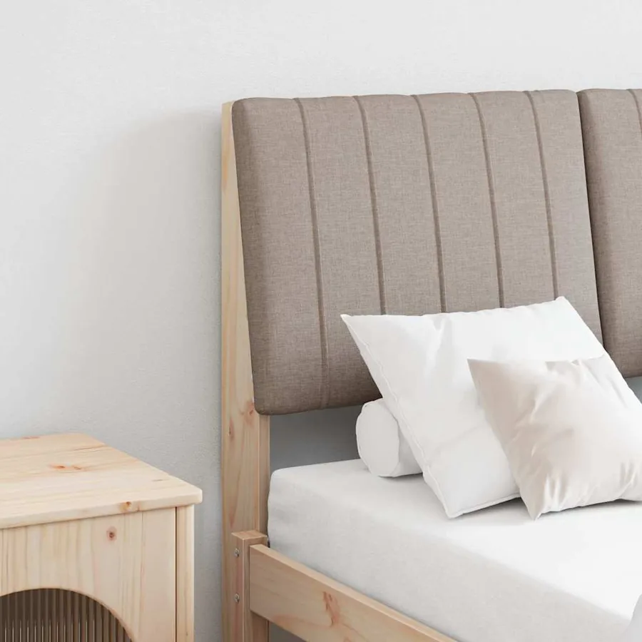 Tête de lit capitonnée Taupe 120 cm Pin massif