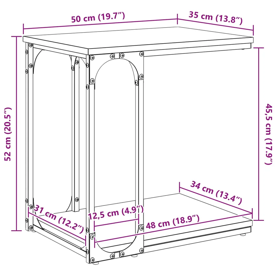 Table d'appoint Chêne artisanal 50 x 35 x 52 cm - 11
