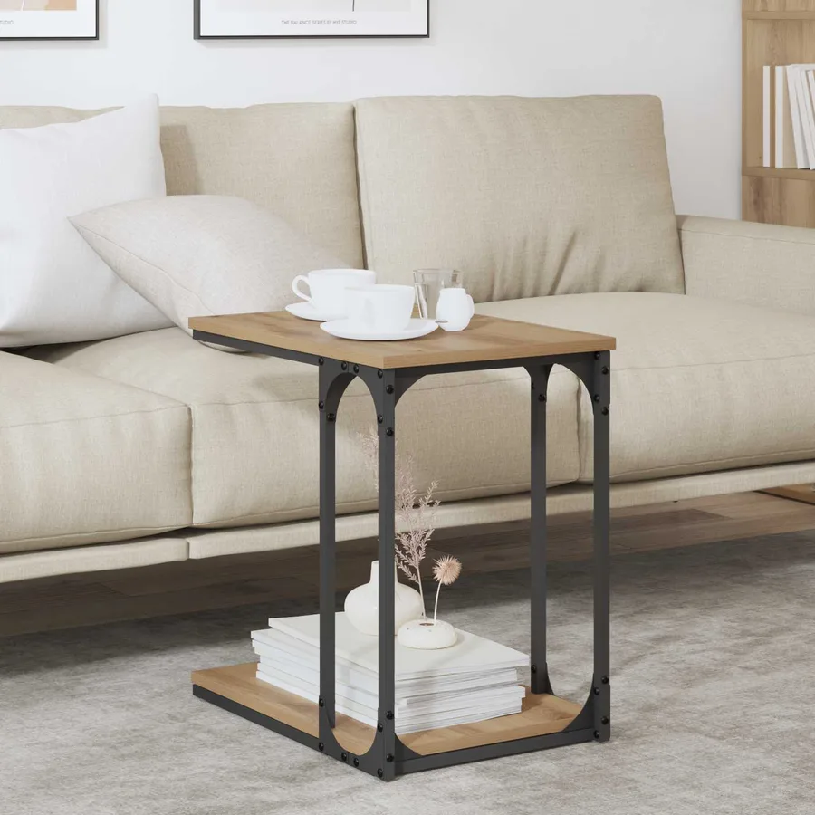 Table d'appoint Chêne artisanal 50 x 35 x 52 cm - 4