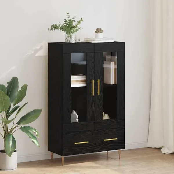 Haut Armoire avec tiroir Chêne noir 69,5 x 31 x 115 cm