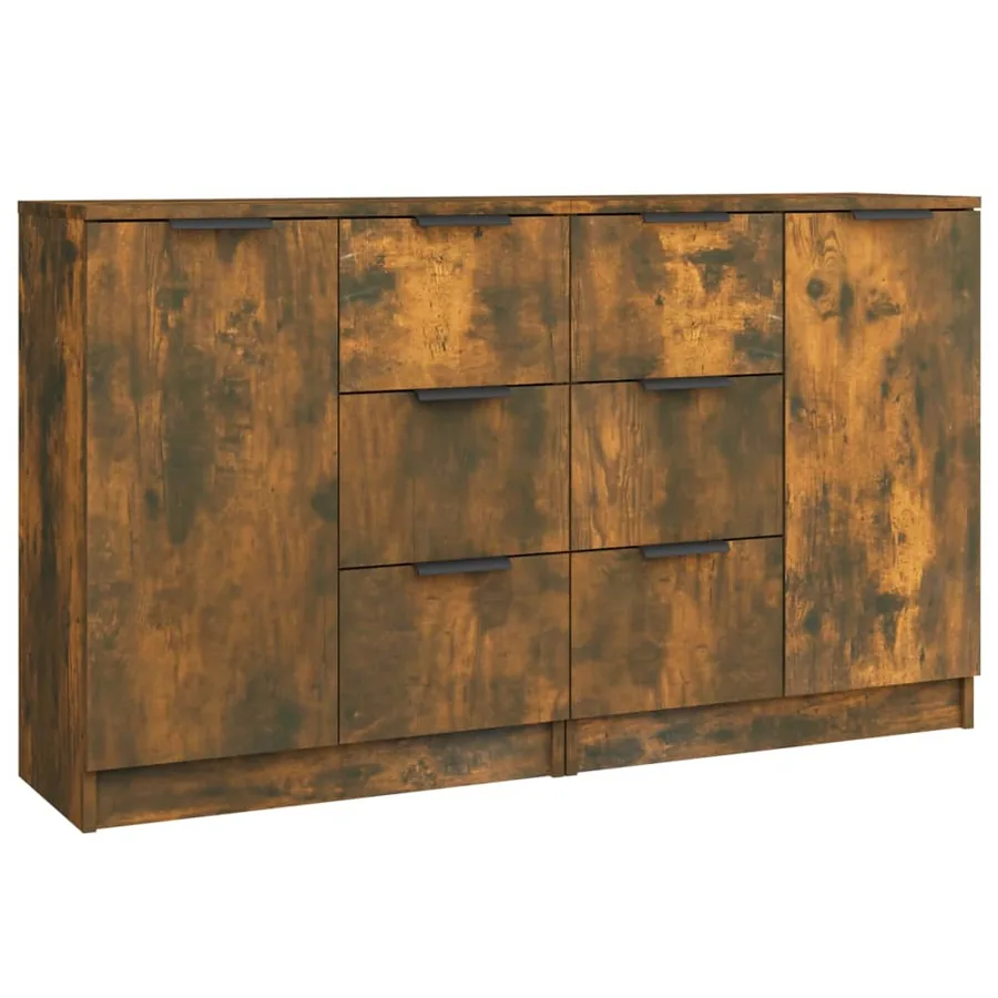 Buffets 2 pcs Chêne fumé 60x30x70 cm Bois d'ingénierie - 2