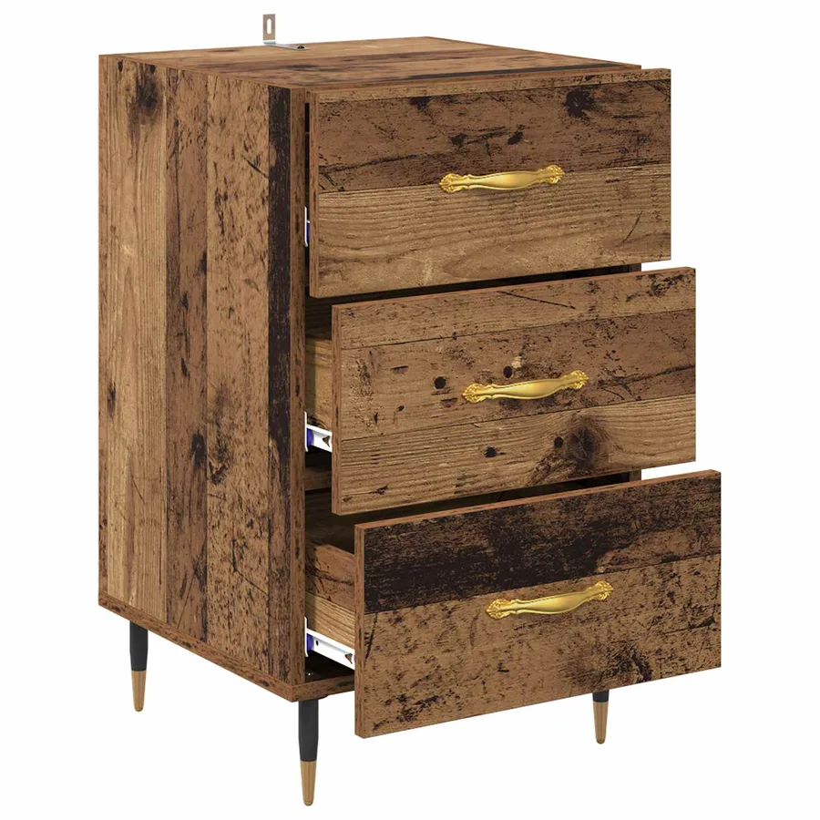 Cabinet de chevet Bois ancien 40 x 40 x 66 cm Bois d'ingénierie - 5