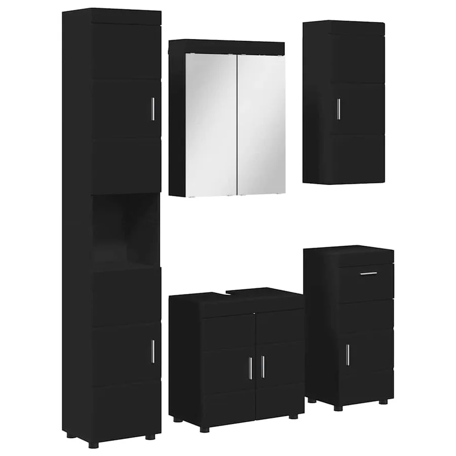 Ensemble de mobilier de salle de bain TULUM 5 pcs Noir - 2