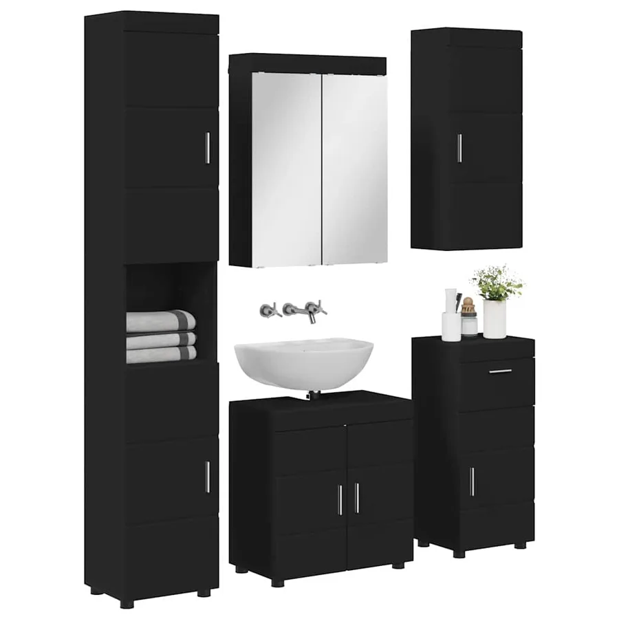 Ensemble de mobilier de salle de bain TULUM 5 pcs Noir - 3