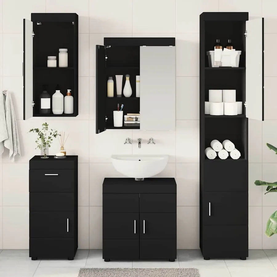 Ensemble de mobilier de salle de bain TULUM 5 pcs Noir - 4