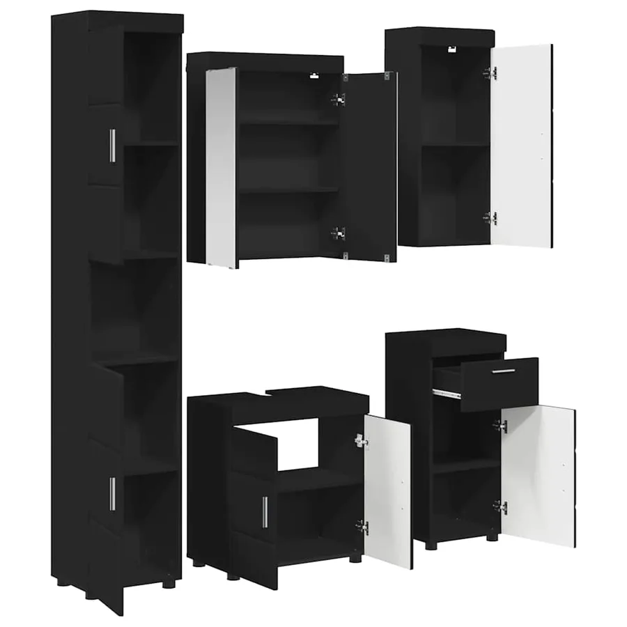 Ensemble de mobilier de salle de bain TULUM 5 pcs Noir - 5