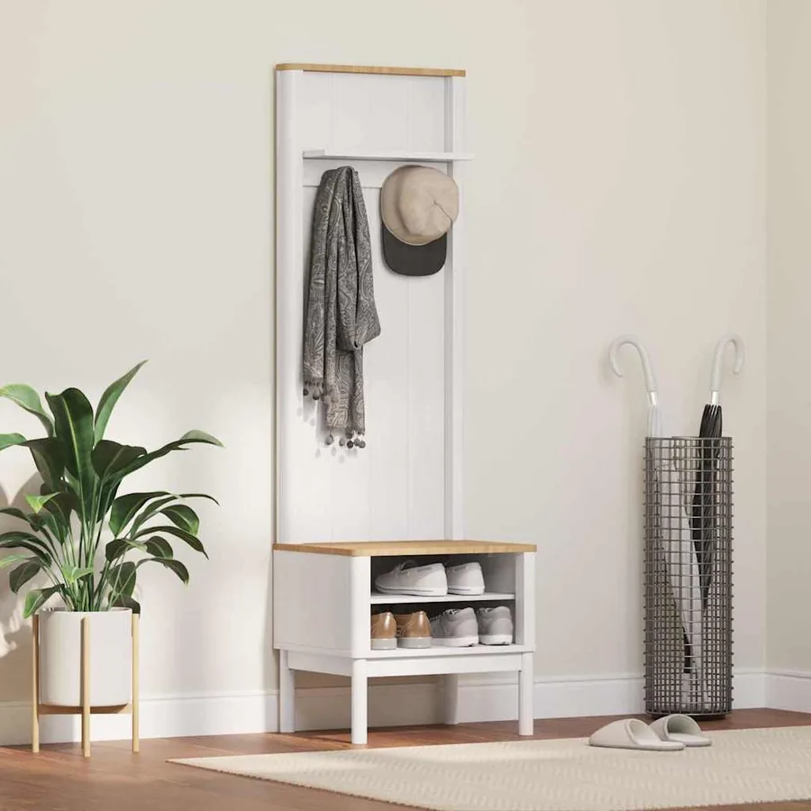 Meuble de couloir avec étagère FLORO Blanc 50 x 40 x 158 cm