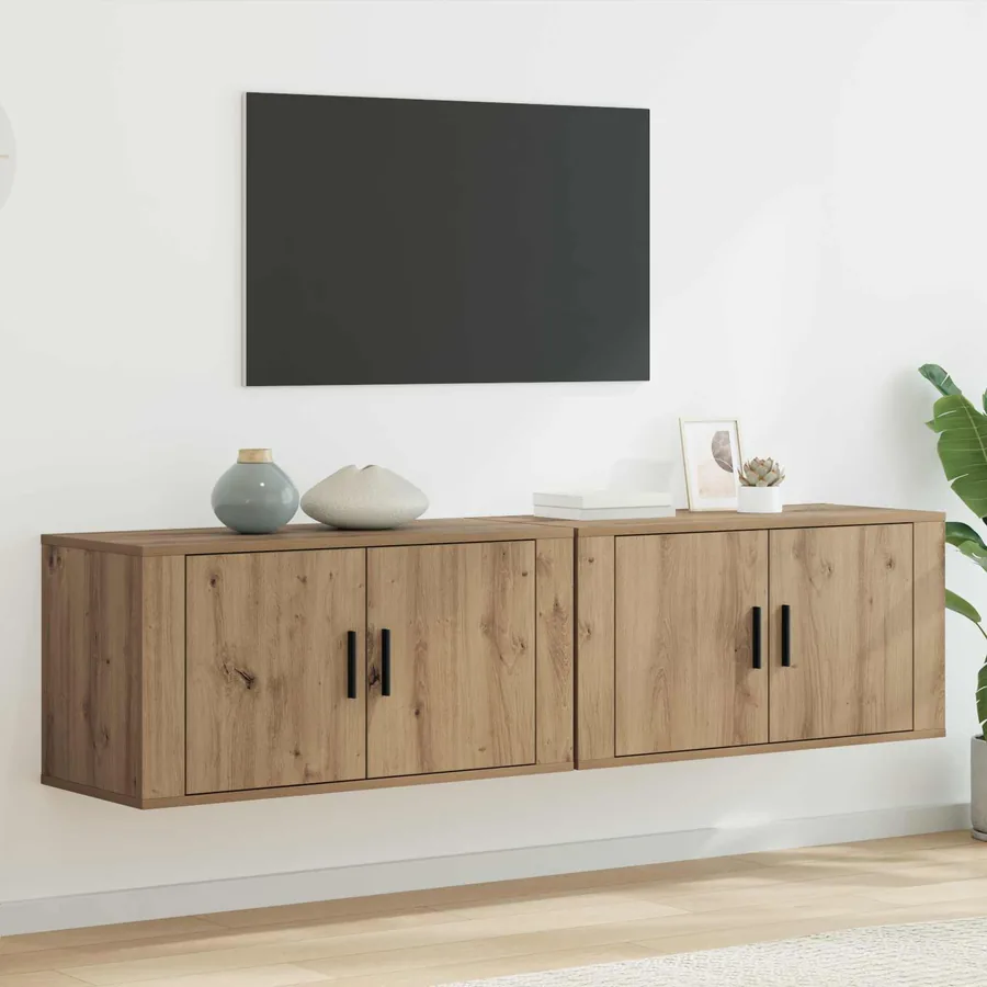 Ensemble de meuble TV mural 2 pcs Chêne artisanal