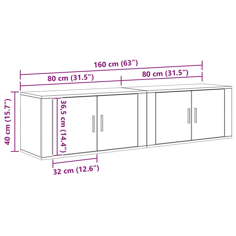 Ensemble de meuble TV mural 2 pcs Chêne artisanal - 11