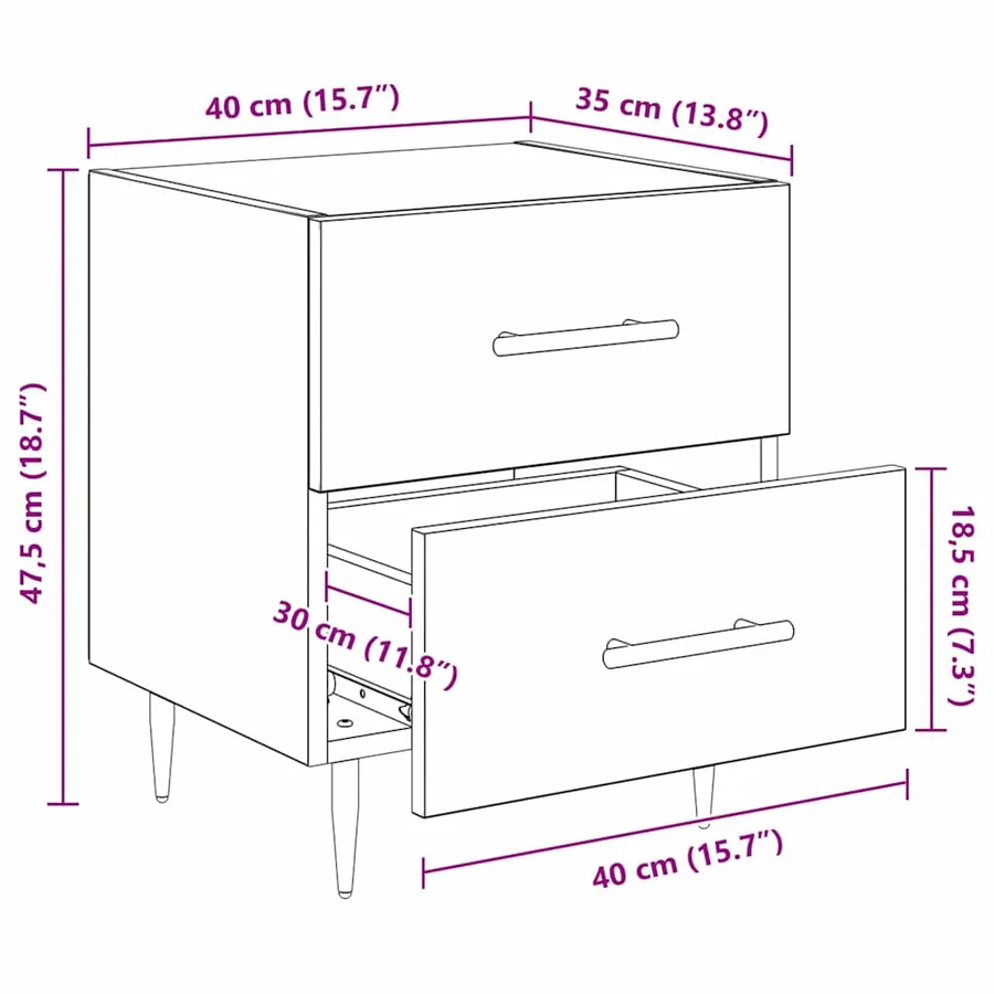 Cabinet de chevet Chêne artisanal 40 x 35 x 47,5 cm - 14