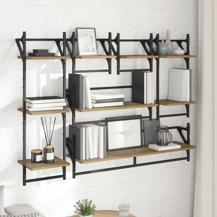 Ensemble d'étagères murales Montage mural 6 pcs Chêne artisanal - 4