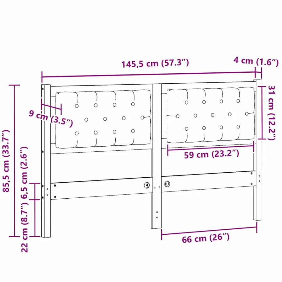 Tête de lit Autre Blanc et gris clair 140 cm Bois massif en pin - 11
