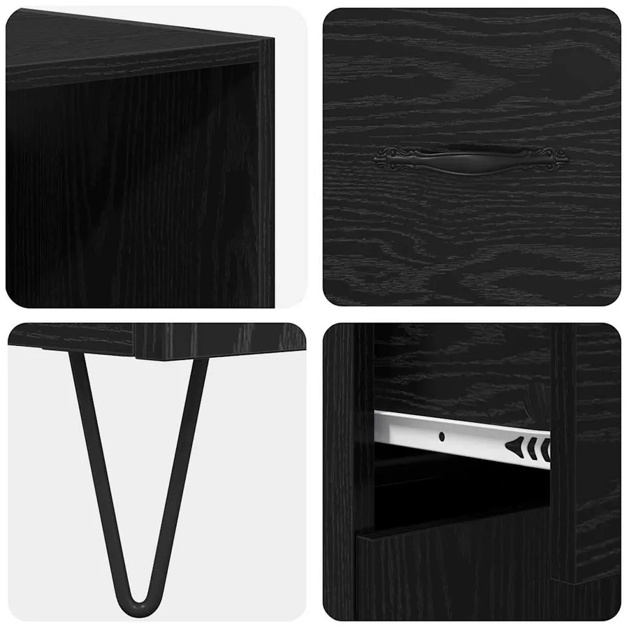 Haut Armoire avec tiroir 2 pcs Chêne noir Bois d'ingénierie - 11