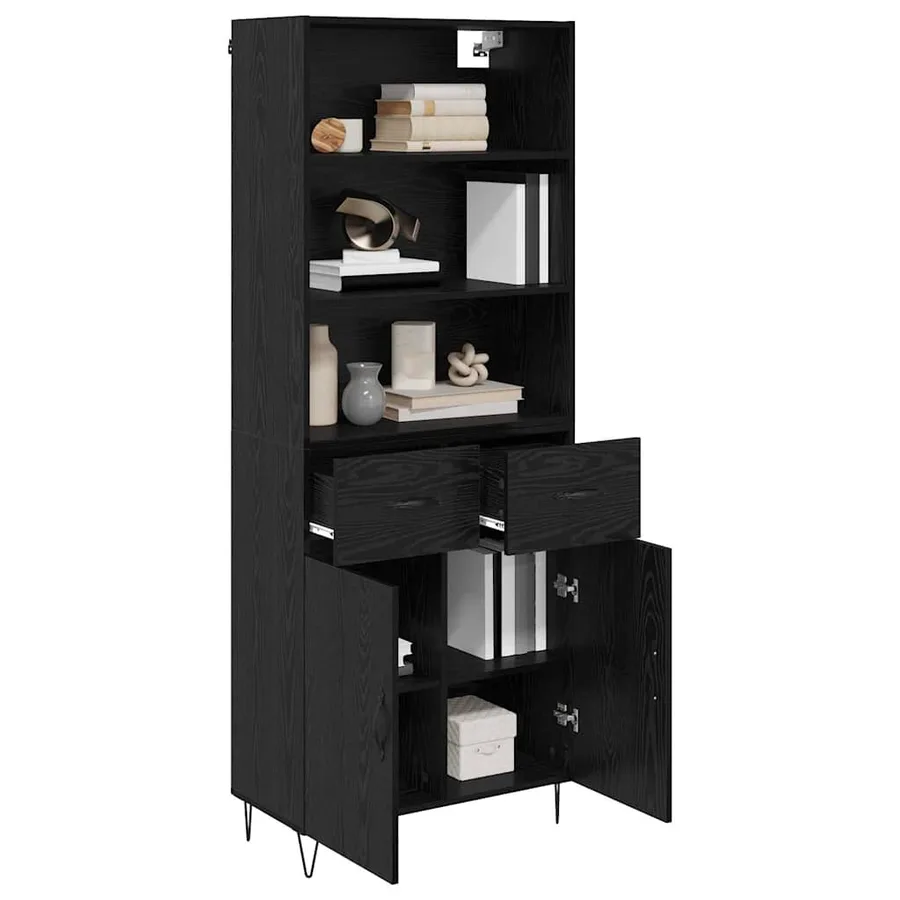 Haut Armoire avec tiroir 2 pcs Chêne noir Bois d'ingénierie - 3