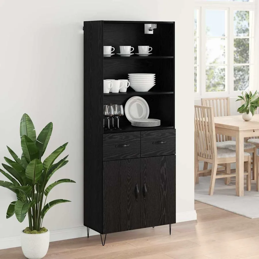 Haut Armoire avec tiroir 2 pcs Chêne noir Bois d'ingénierie - 4
