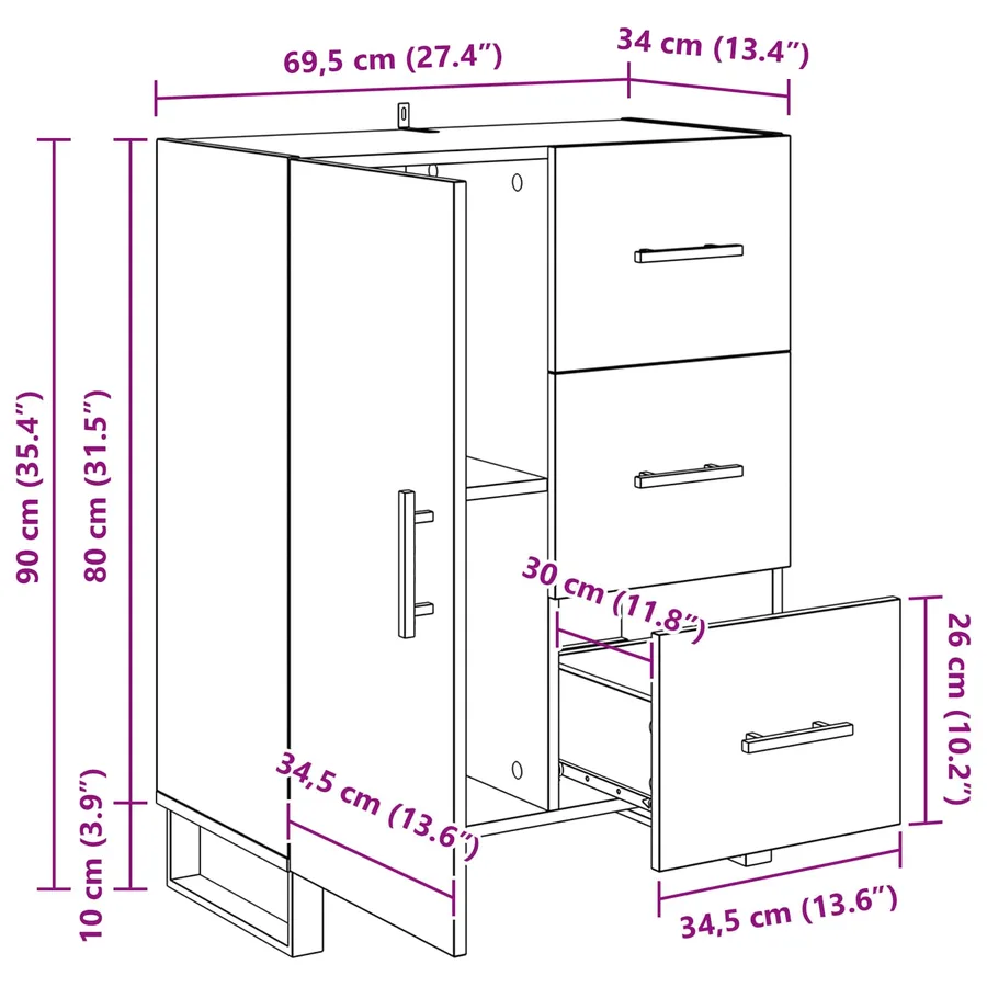 Buffet Chêne artisanal 69,5 x 34 x 90 cm - 12