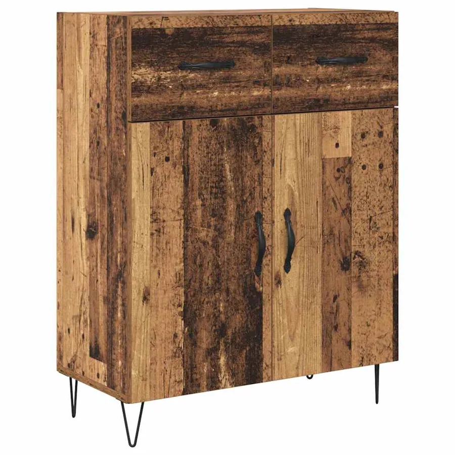 Haut Armoire 2 pcs Bois ancien Bois d'ingénierie et verre - 6