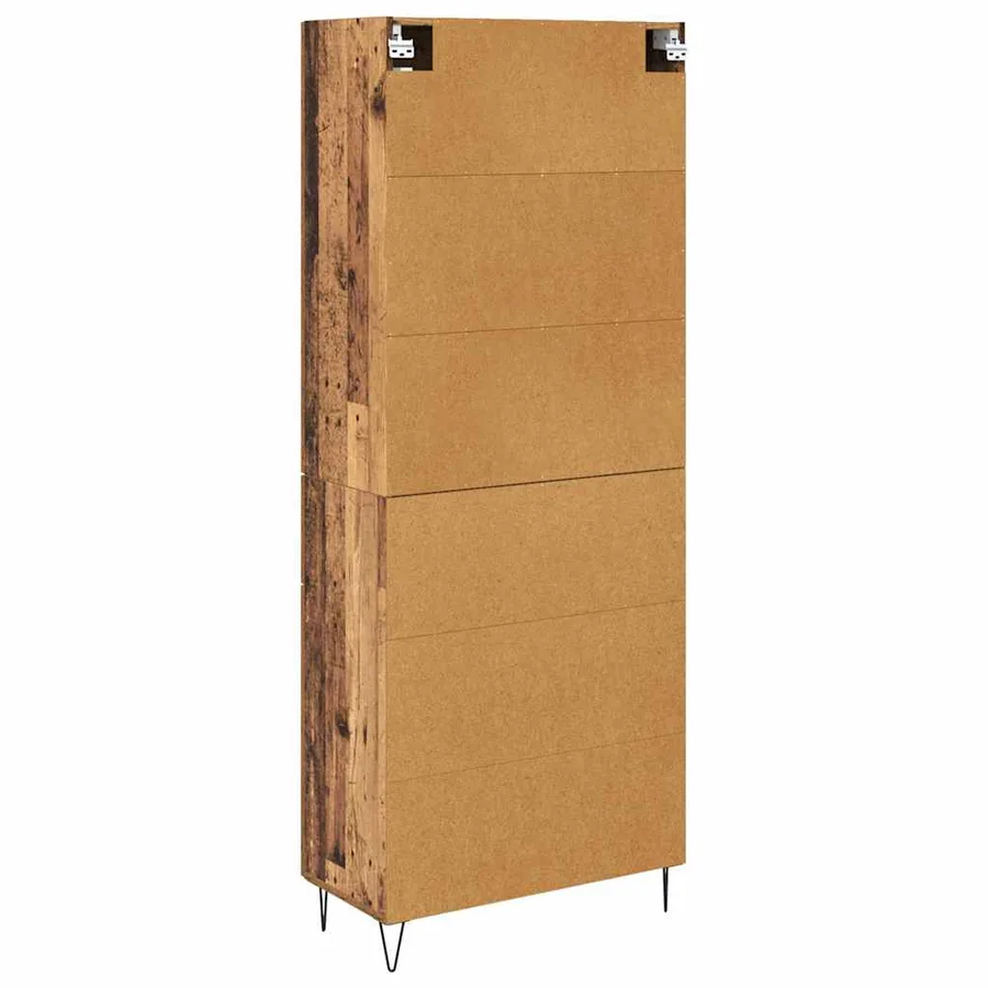 Haut Armoire 2 pcs Bois ancien Bois d'ingénierie et verre - 8
