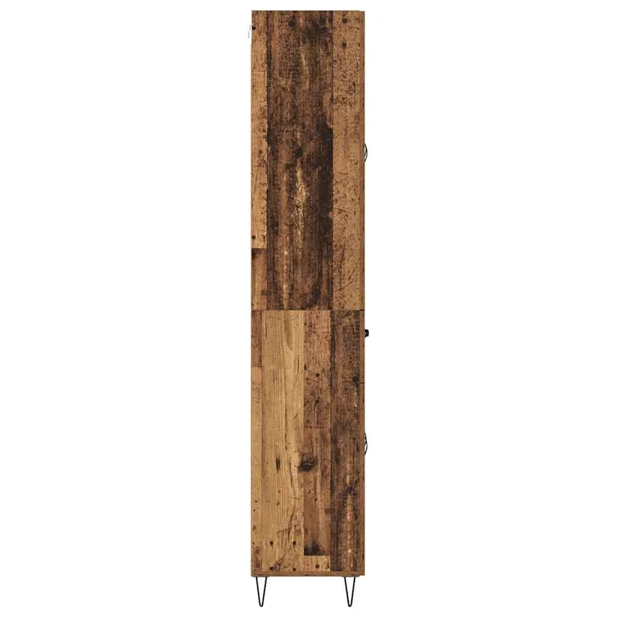 Haut Armoire 2 pcs Bois ancien Bois d'ingénierie et verre - 9