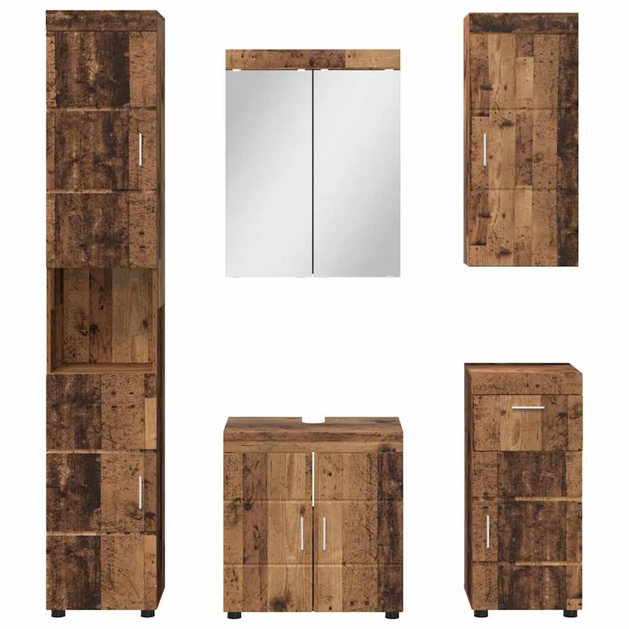 Ensemble de mobilier de salle de bain TULUM 5 pcs Bois ancien - 11