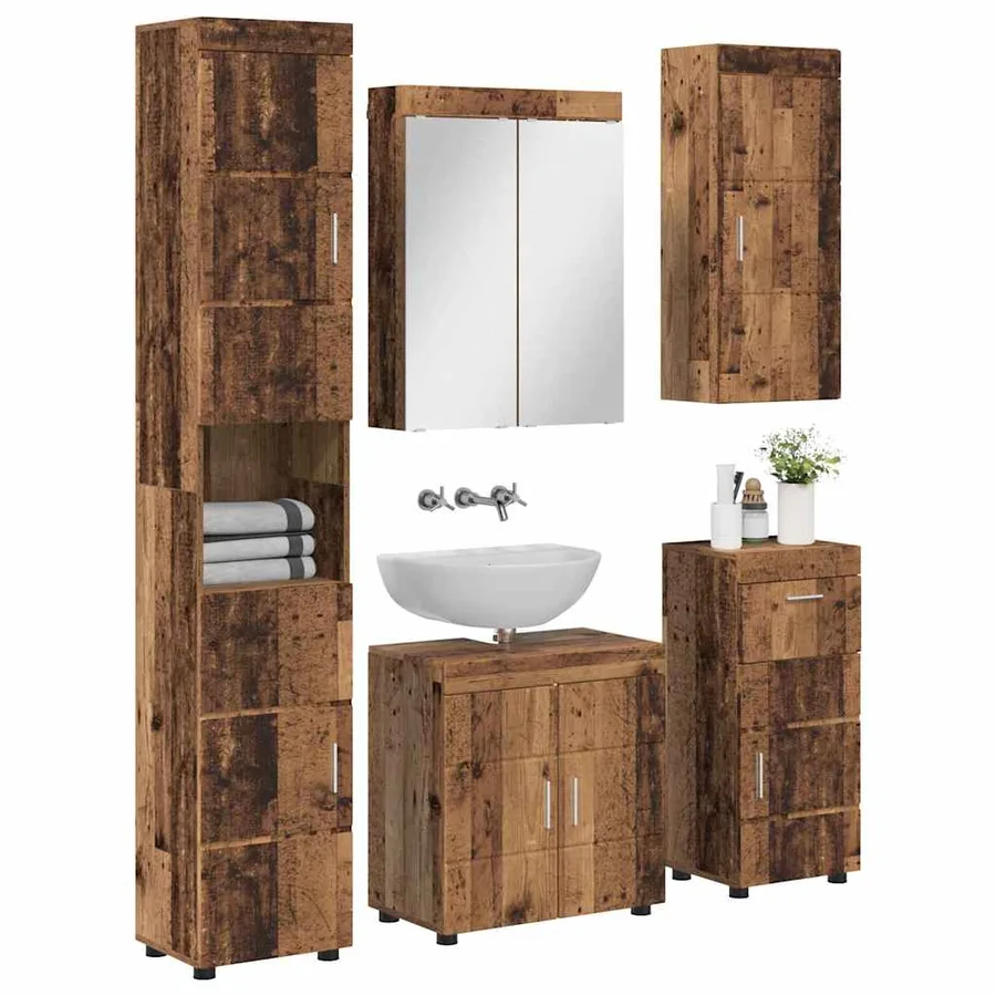 Ensemble de mobilier de salle de bain TULUM 5 pcs Bois ancien - 3
