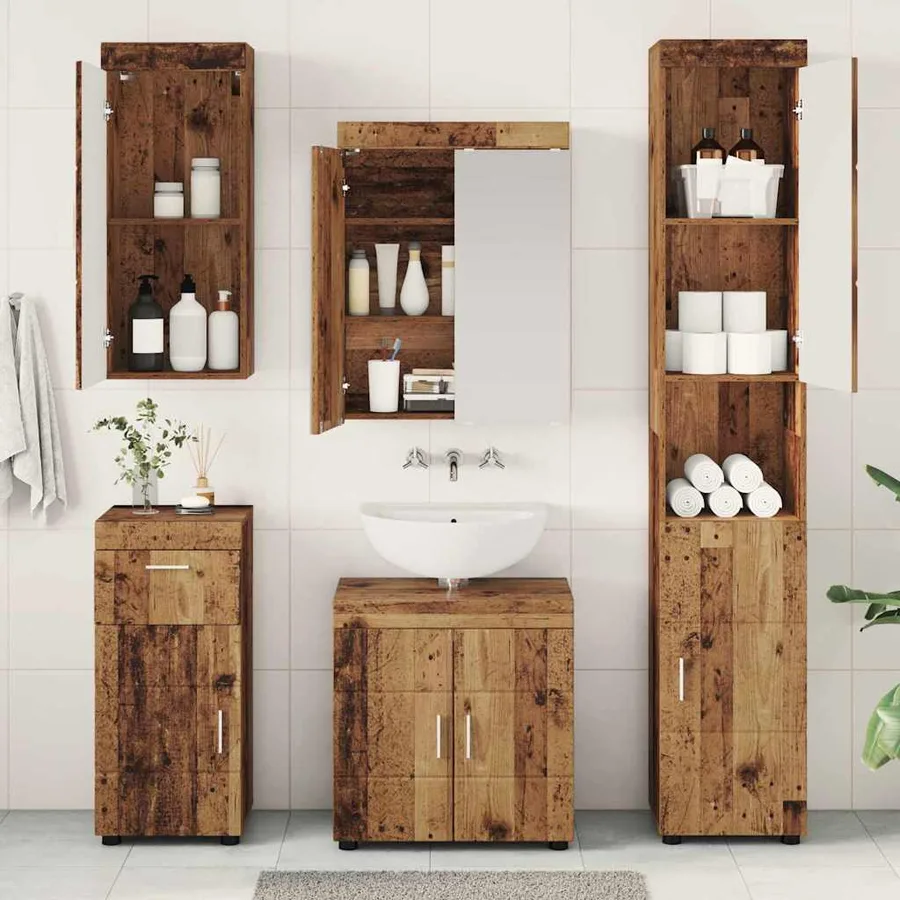 Ensemble de mobilier de salle de bain TULUM 5 pcs Bois ancien - 4