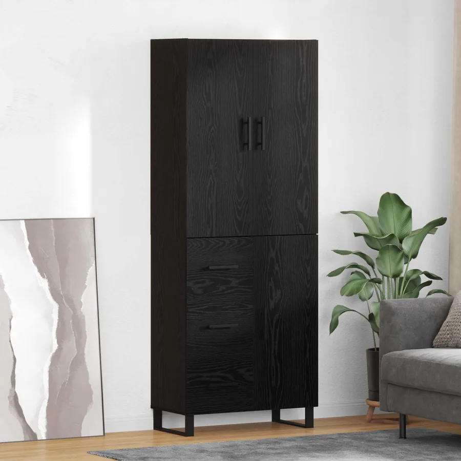 Haut Armoire avec tiroir 2 pcs Chêne noir 69,5 x 34 x 180 cm