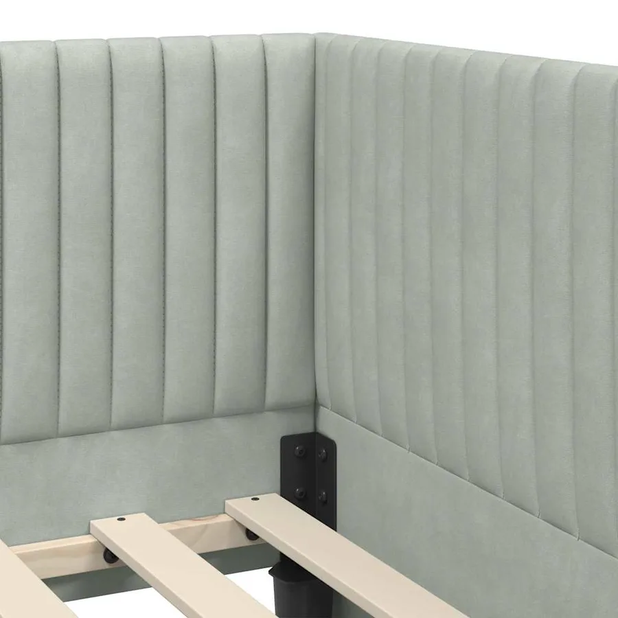 Cadre de lit d'angle avec matelas 2 pcs Gris clair Velours - 8