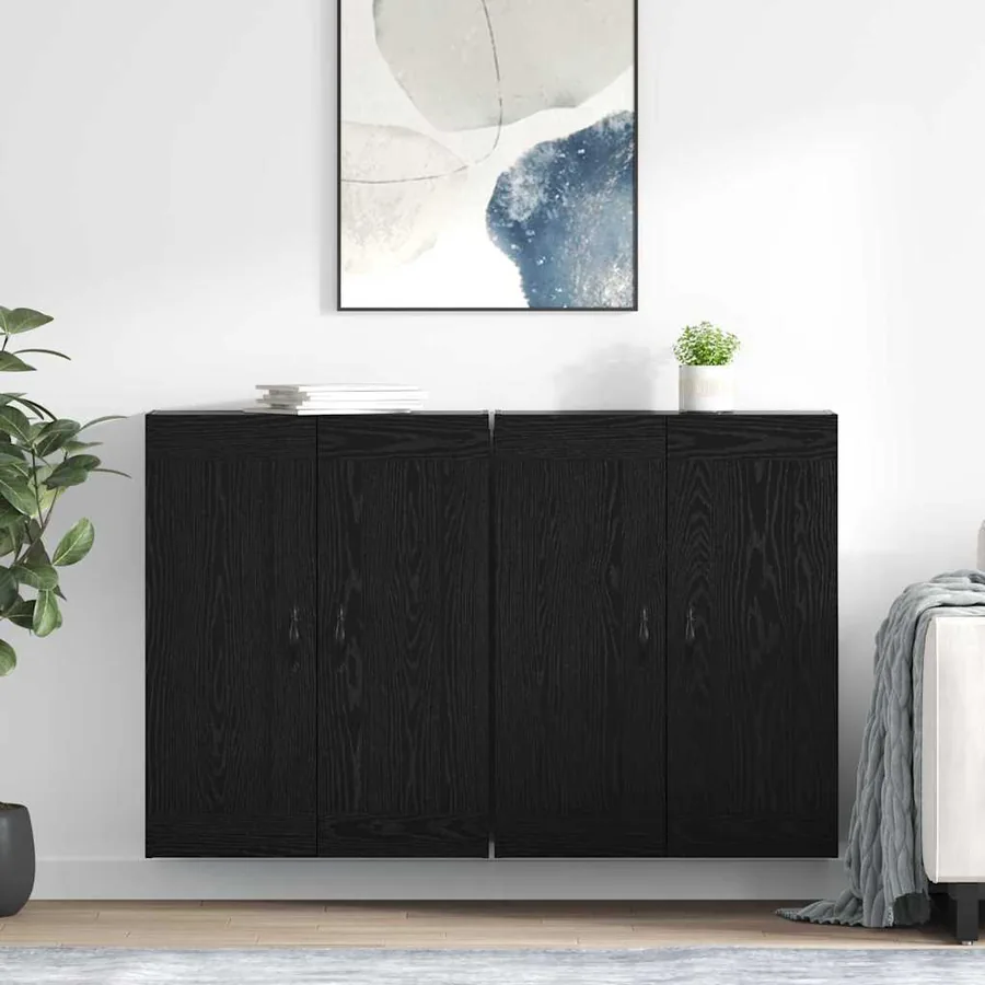 Meuble mural Montage mural 2 pcs Chêne noir 69,5 x 34 x 90 cm